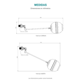 Croquis original de conjunto de válvula para tanque alto macho de media pulgada, con sus cotas originales sin repasar trazos.