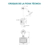 Conjunto registro de ducha Antius cromado — croquis original
