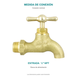 Conexión nominal de llave terminal pesada con acabado cobre de media pulgada: entrada de media pulgada NPT. No representa dimensiones generales.