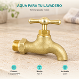 Llave terminal pesada con acabado cobre de media pulgada: Entrada: ½ pulgada NPT; Manija: Tipo T; Acabado: Cobre.