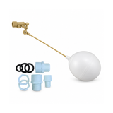 Kit de tanque alto hembra de ½″ con accesorios PVC sobre fondo blanco, producto completo.
