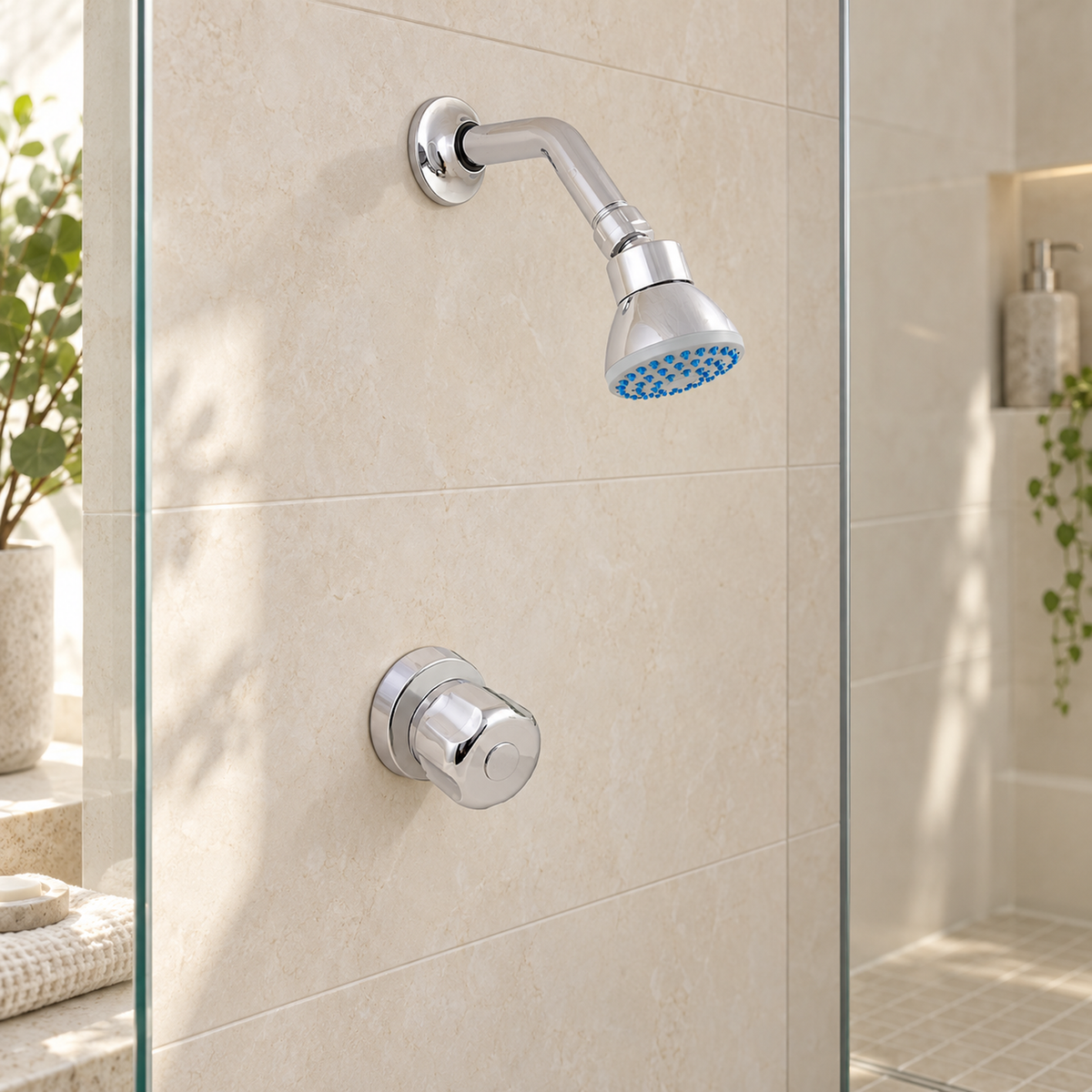 Conjunto registro de ducha Aqua cromado — ambientación principal