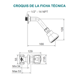 Conjunto registro de ducha Aqua cromado — croquis original