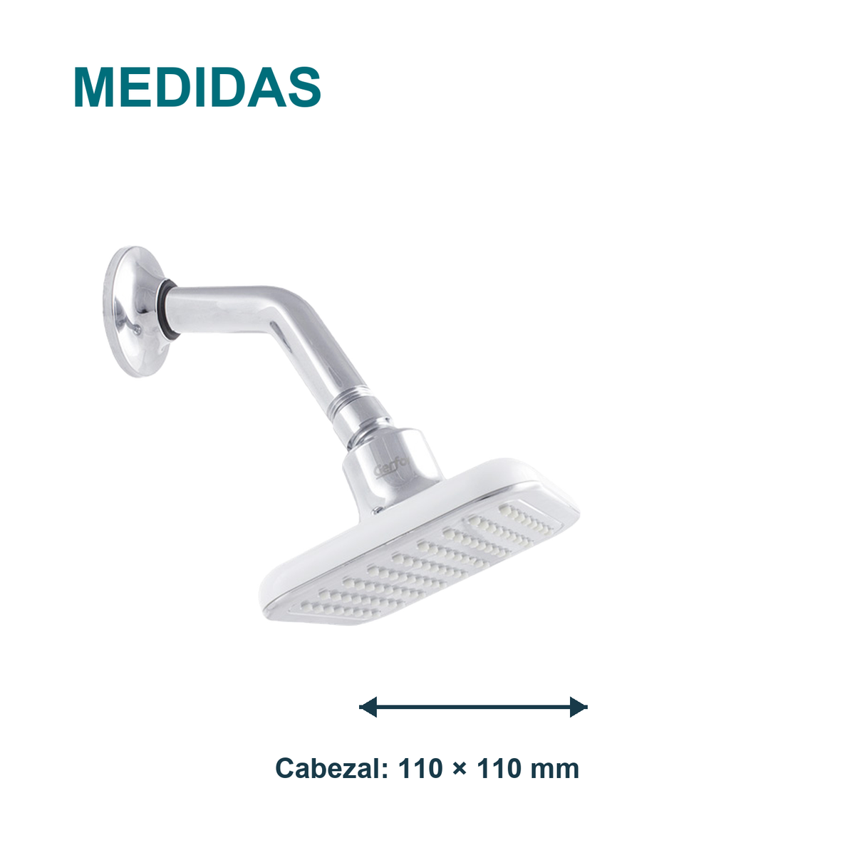 Medida principal de Regadera para ducha Alma cromada