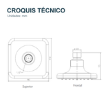Croquis técnico de Regadera para ducha Alma cromada