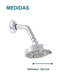 Medida principal de Regadera para ducha Alba de 5 funciones cromada
