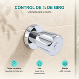 Registro Aqua cromado: cierre cerámico de un cuarto de giro, uso con agua fría o premezclada y manija de ABS cromado.