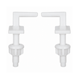 Kit de herrajes para asiento sanitario alongado x 2 sobre fondo blanco, producto completo.