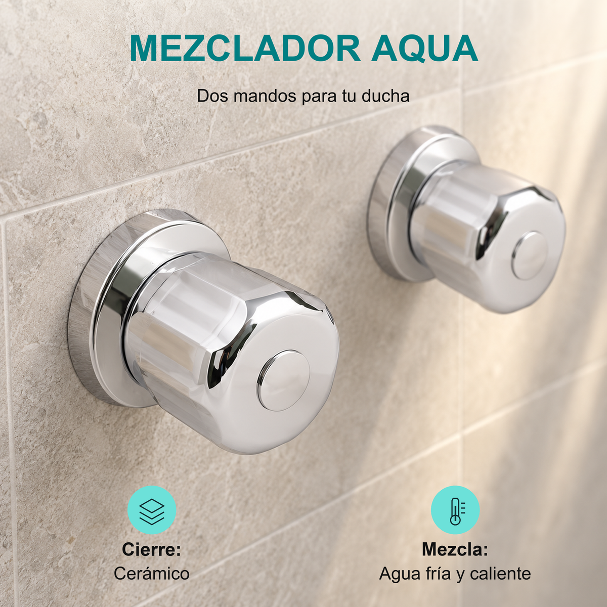Mezclador Aqua de dos mandos con cierre cerámico para agua fría y caliente