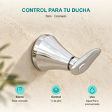 Registro de ducha Slim: Cierre: Bola cromada; Control: ¼ de giro; Uso: Agua fría o premezclada.