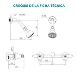 Conjunto mezclador de ducha Slim Bianca de 8 pulgadas blanco y cromado — croquis original