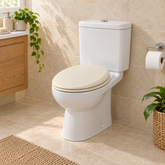 Asiento sanitario redondo de cierre lento beige de 428 mm