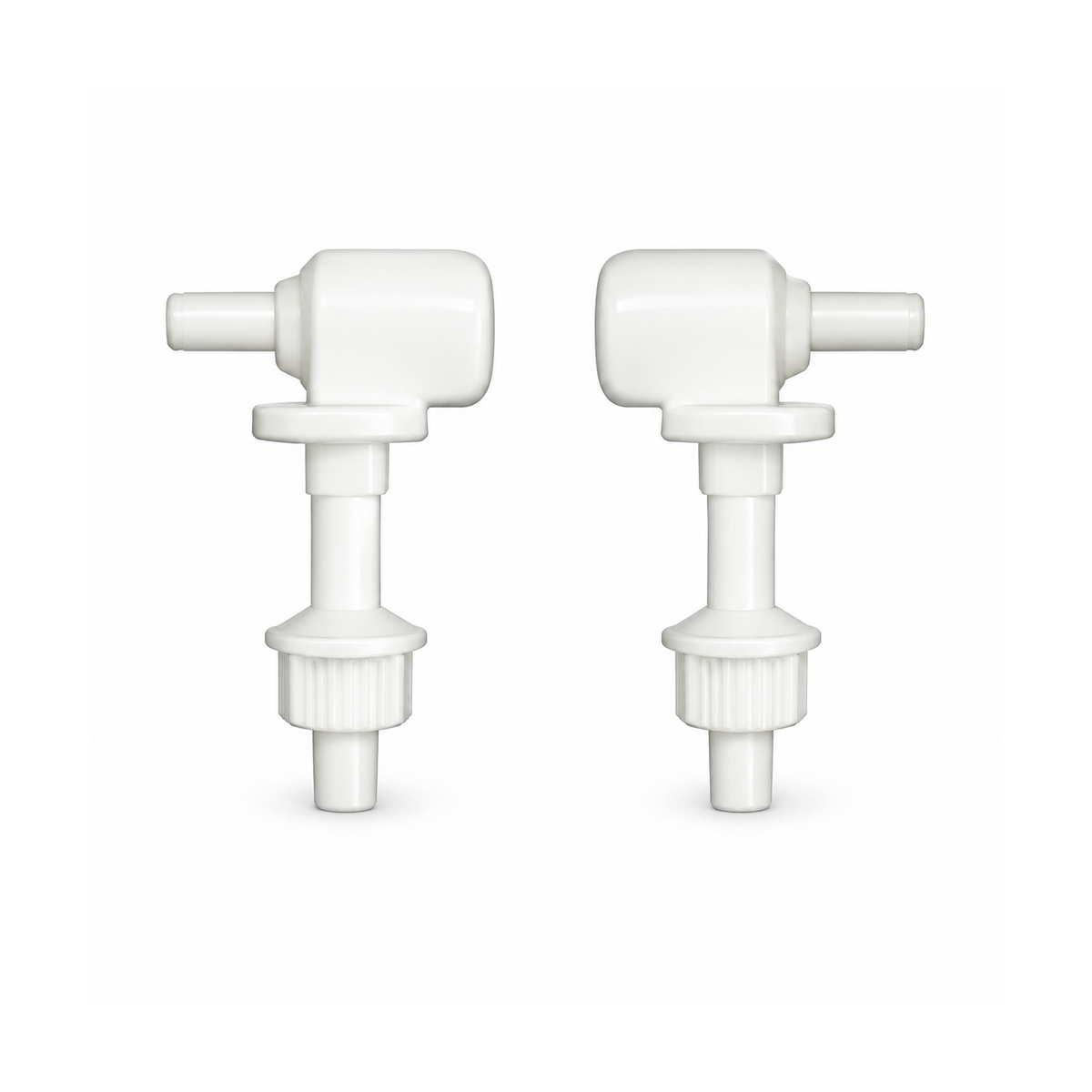 Kit de herrajes para asiento sanitario de cierre lento blanco sobre fondo blanco, producto completo.