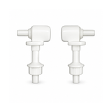 Kit de herrajes para asiento sanitario de cierre lento blanco sobre fondo blanco, producto completo.