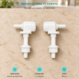 Herrajes para asiento de cierre lento. Aplicación: Asiento de cierre lento. Contenido: 2 conjuntos. Color: Blanco.