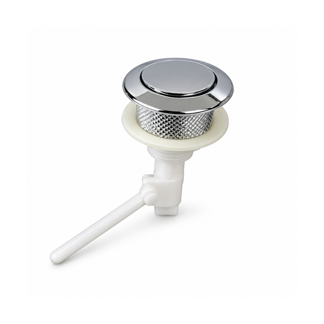 Botón Push de repuesto para sanitario sobre fondo blanco, producto completo.