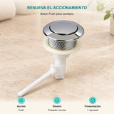 Botón Push para sanitario. Acción: Push. Diseño: Pulsador circular. Presentación: 1 repuesto.