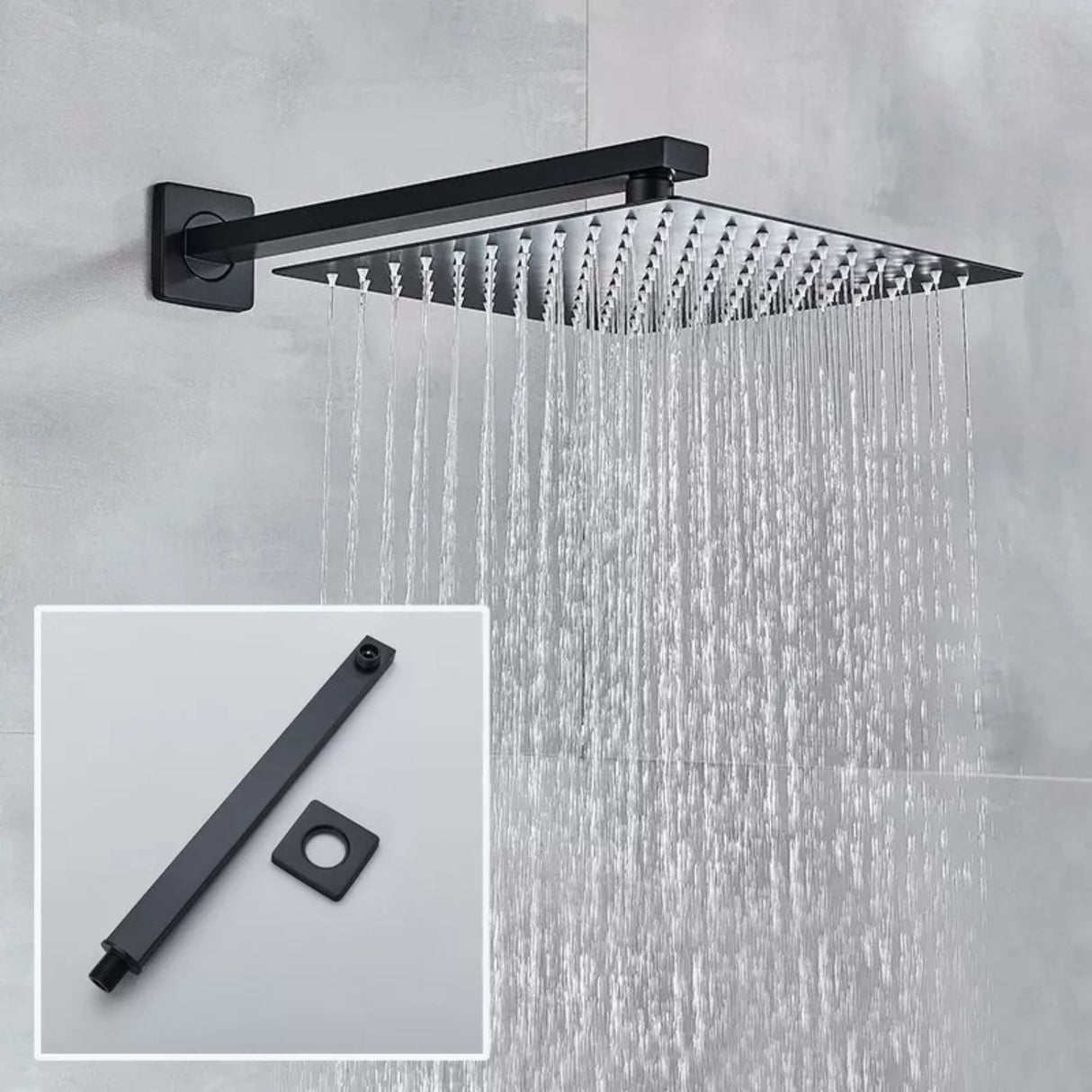 Tubo Regadera Cuadrado 40 cm Metálico