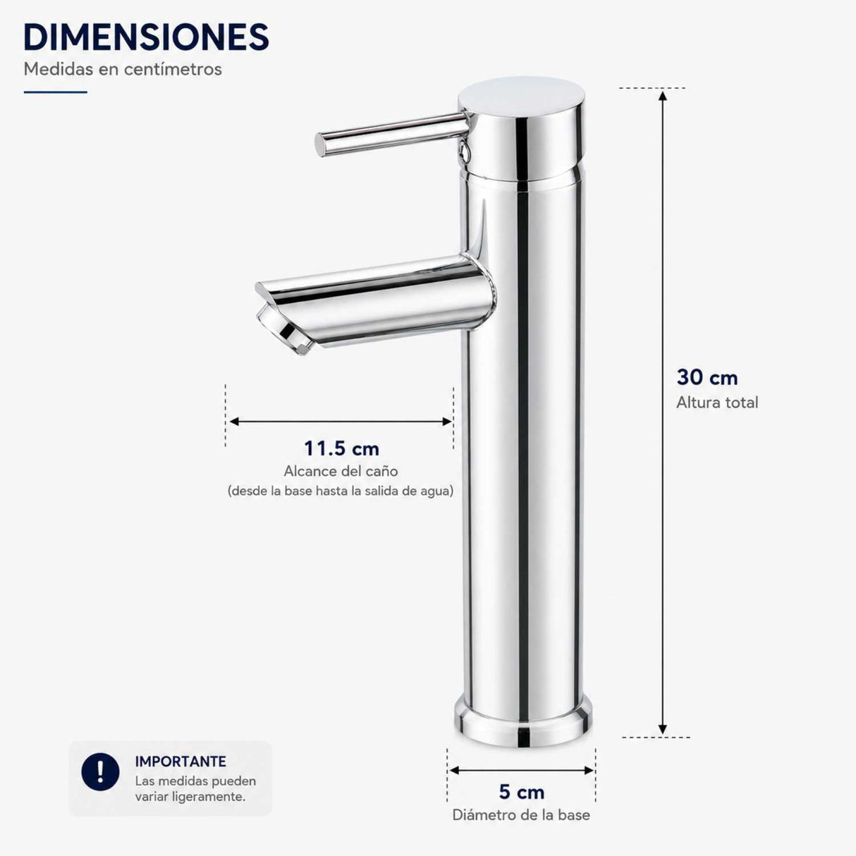 Grifería Monocontrol Lavamanos Alto Cuello Recto Largo | Diseño Moderno para Baño Premium