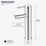 Grifería Monocontrol Lavamanos Alto Cuello Recto Largo | Diseño Moderno para Baño Premium