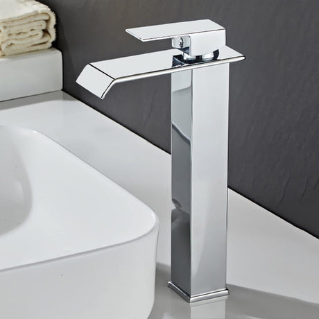 Griferia Monocontrol Lavamanos Cascada Alto Cromo Metalica