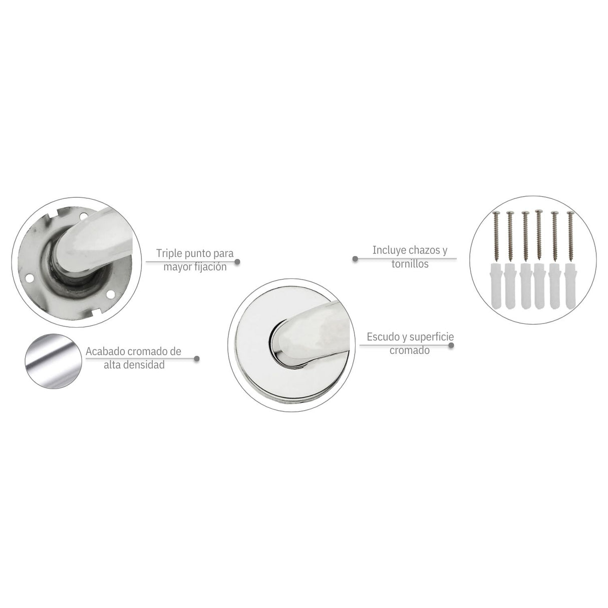 Barra de Seguridad en Acero Inoxidable Alta Calidad 30 - 40 - 50 - 60  cm - Superficie Lisa y Brillante, alta calidad