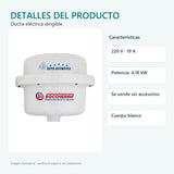 Ducha Eléctrica Dirigible Blanca 220 V sin Accesorios 16 cm - imagen 4