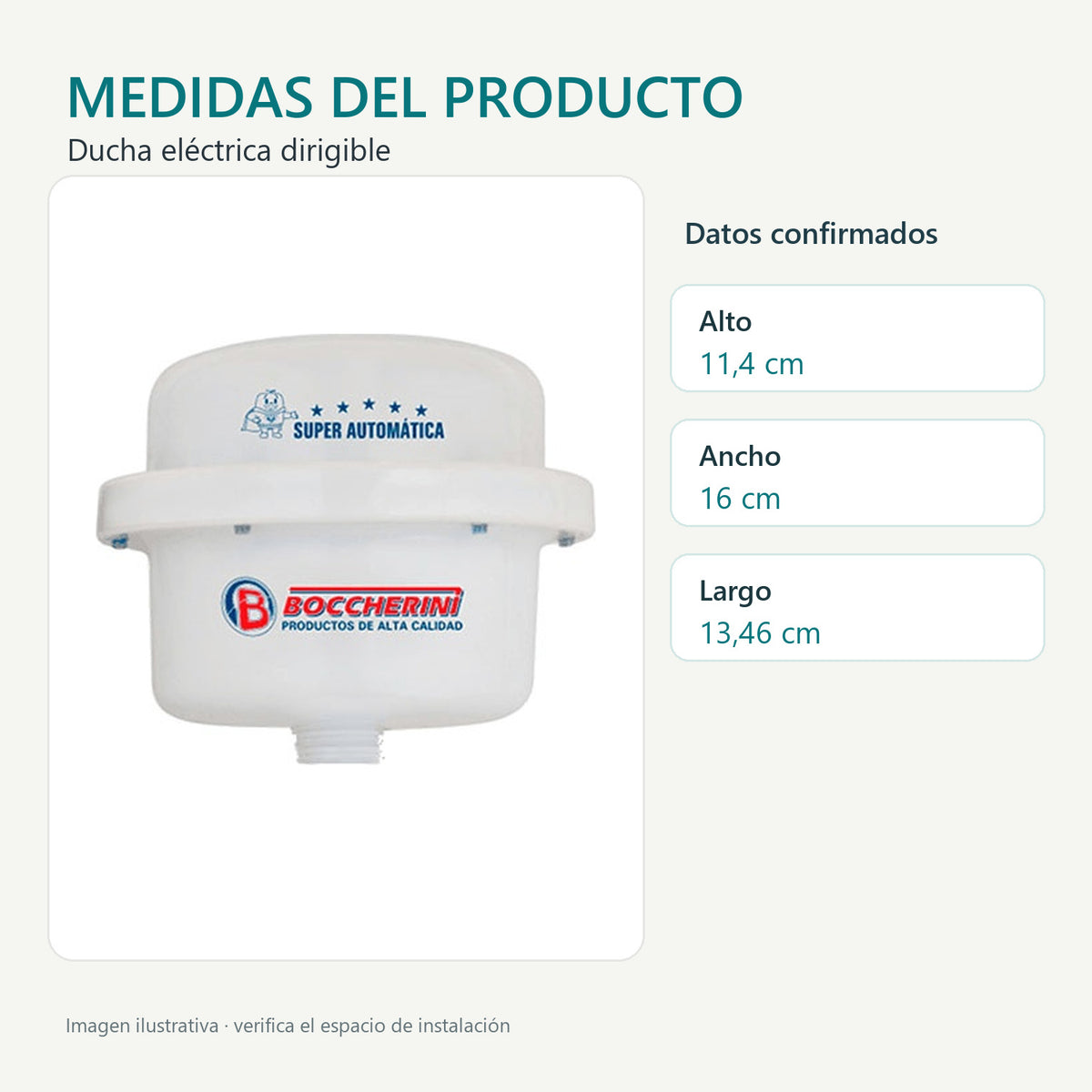 Ducha Eléctrica Dirigible Blanca 220 V sin Accesorios 16 cm - imagen 3