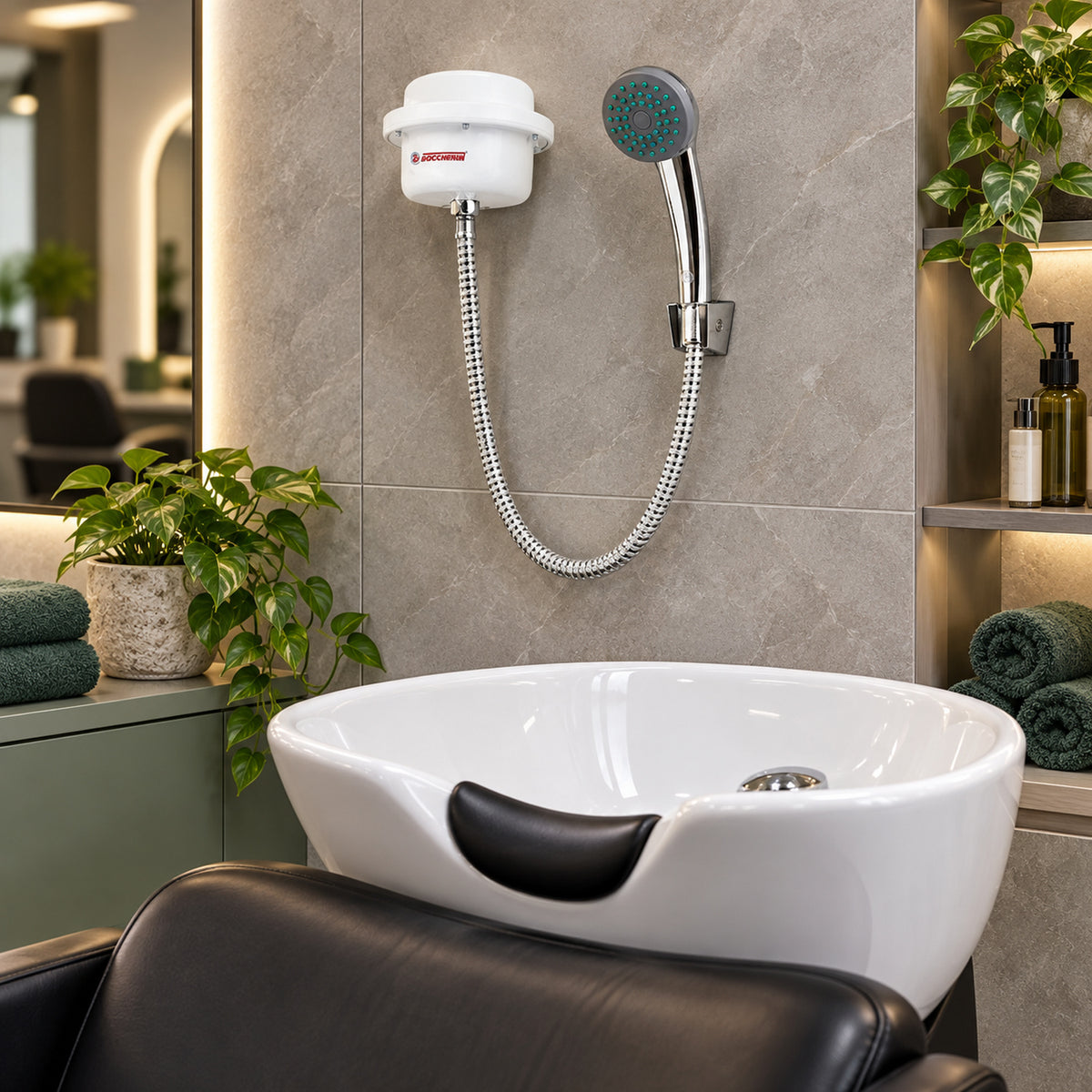 Ducha Eléctrica Blanca para Salón de Belleza 220 V 16 cm - imagen 2