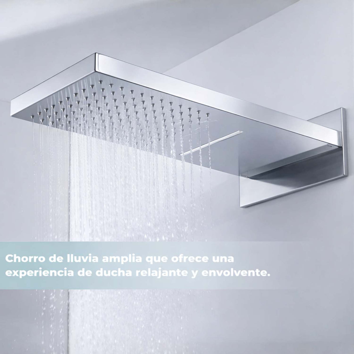 Kit Regadera Ducha Rectangular Empotrada Monomando con Ducha de Mano Negro o Gris