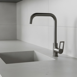 Grifería Monomando Spacco Alto Gris Concreto Cuello Acero In