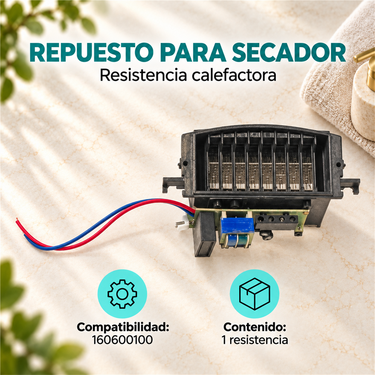 Resistencia Calefactora para Secador de Manos 160600100: características principales
