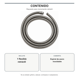 Contenido incluido con una manguera retráctil de cubierta espiral de acero inoxidable