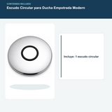 Contenido incluido con un escudo circular para ducha empotrada