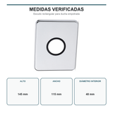 Medidas del escudo rectangular con alto 145 mm, ancho 115 mm y abertura de 48 mm