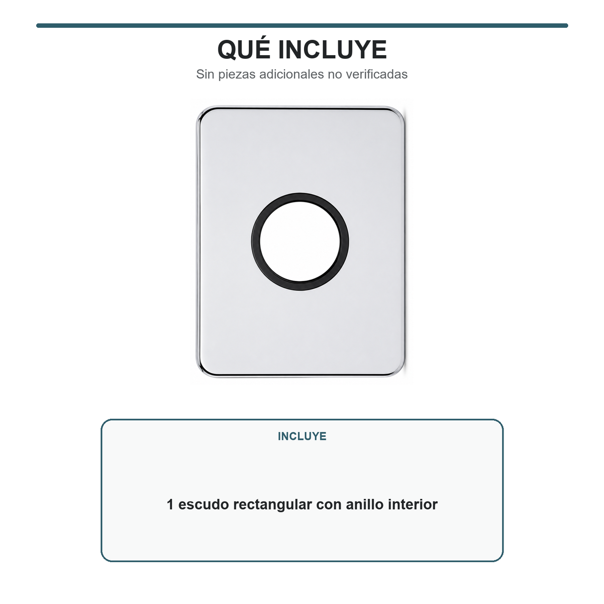 Contenido incluido con un escudo rectangular y su anillo interior