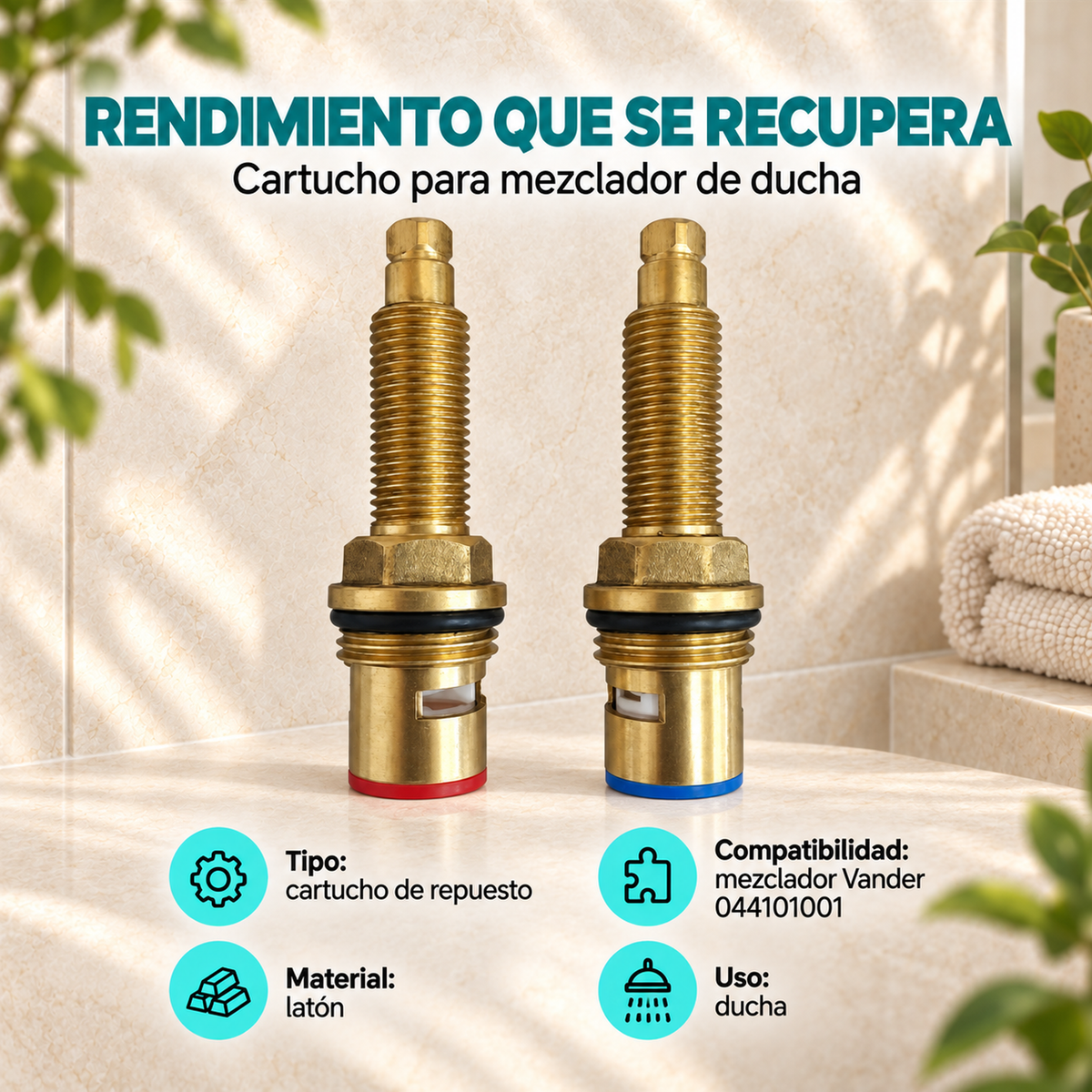 Características de los cartuchos para mezclador de ducha Vander