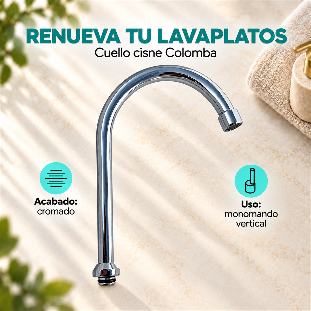 Cuello Cisne Cromado para Monomando Colomba: características principales