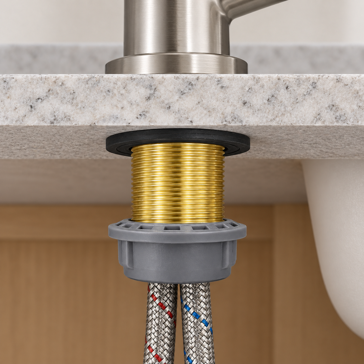 Producto instalado de Espiga de 12 cm para sujeción de monomando