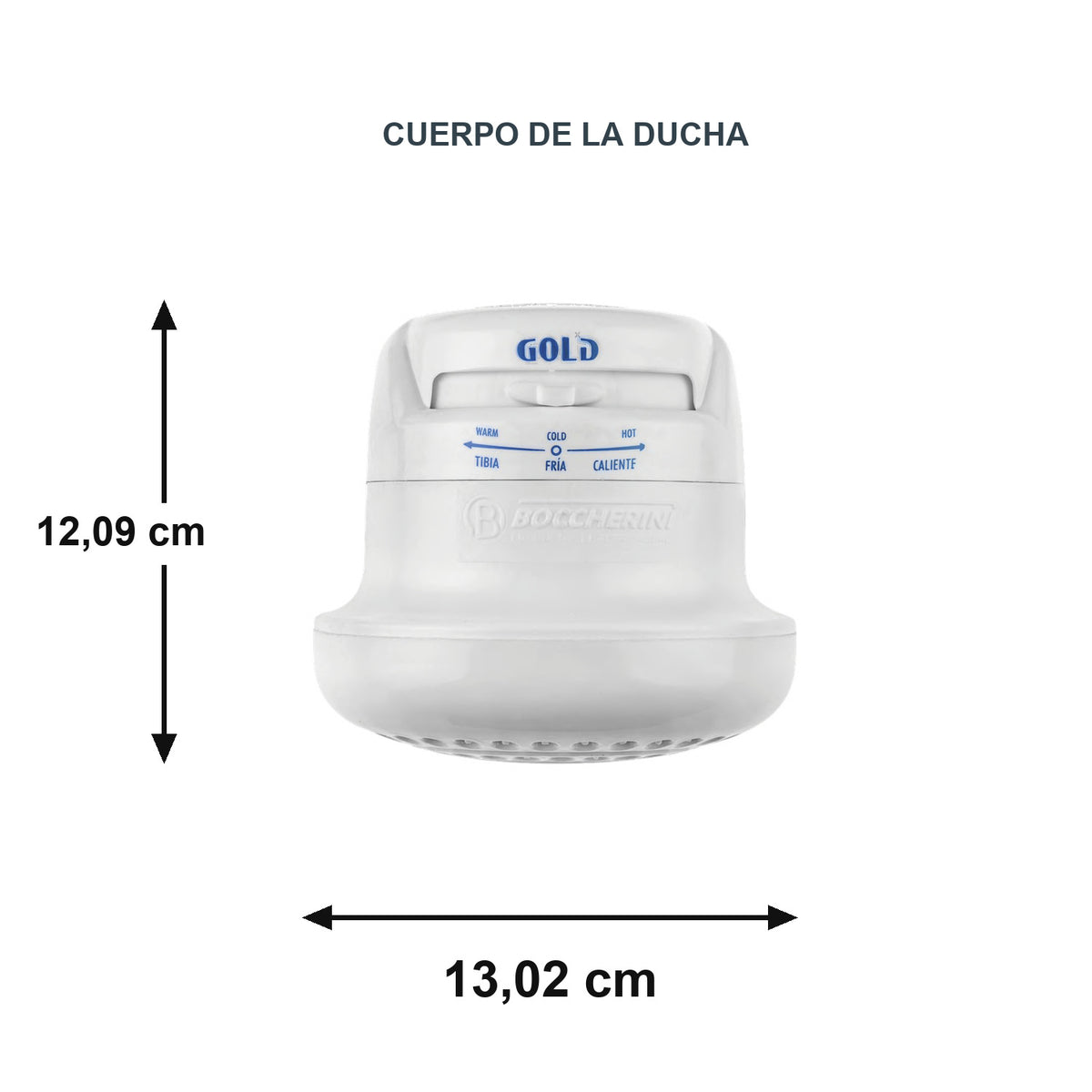 Ducha Eléctrica Gold Blanca con Miniducha 110 V · medidas