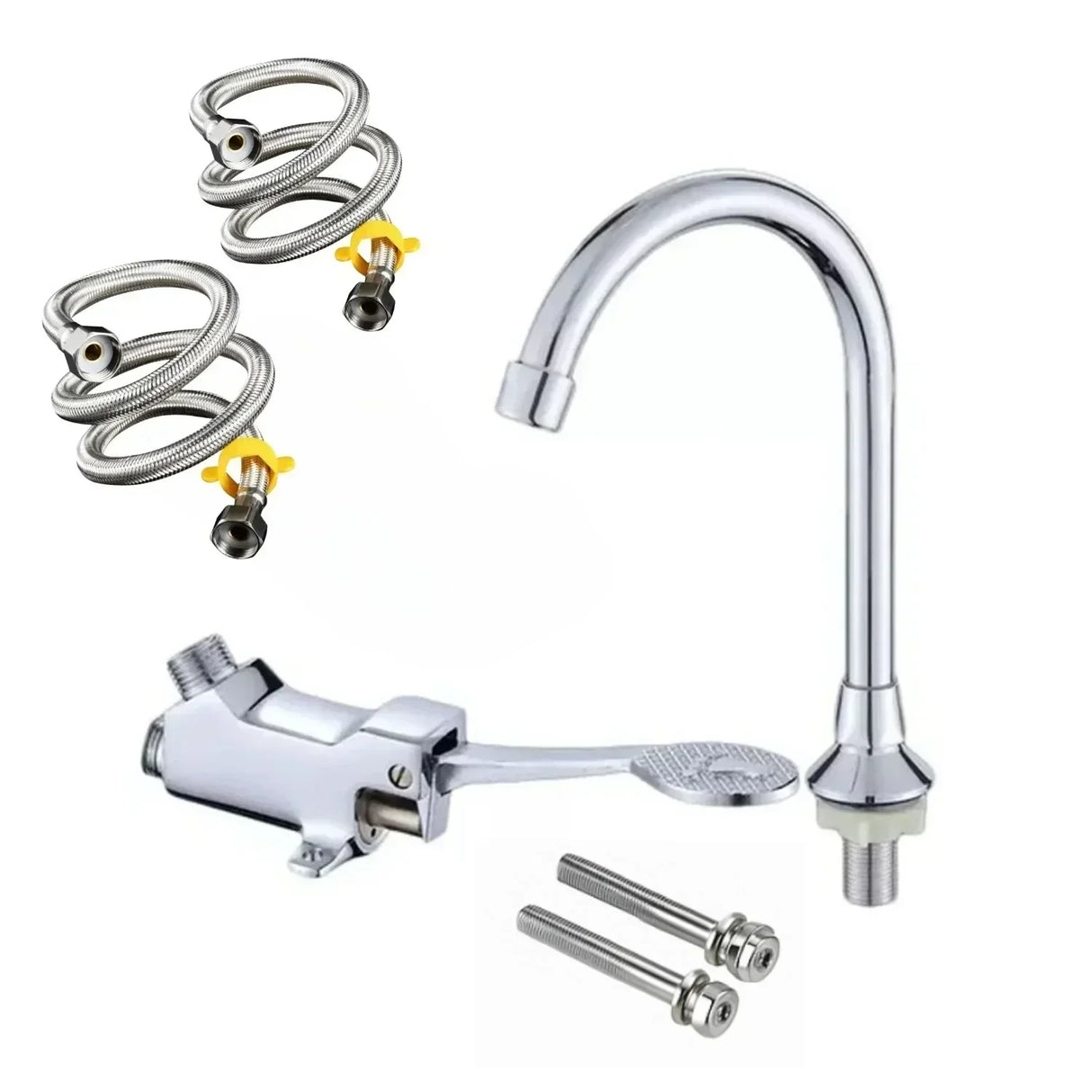 Set Lavamanos Acero Inoxidable 28x30cm + Kit Pedal + Desague
