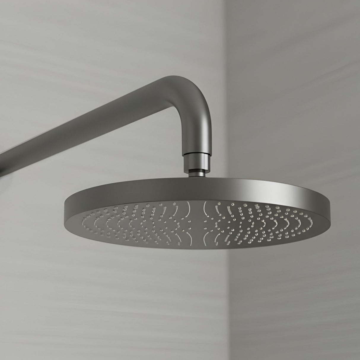 Regadera Redonda 25 Cm Spacco Gris Concreto Brazo 30cm Acero