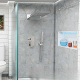 Kit Regadera Ducha Rectangular Empotrada Monomando con Ducha de Mano Negro o Gris