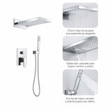 Kit Regadera Ducha Rectangular Empotrada Monomando con Ducha de Mano Negro o Gris