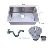 LAVAPLATOS GRIS 55X45 EN ACERO INOX 304