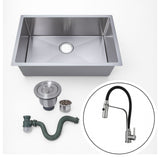 Set Lavaplatos Gris 50x45 cm en Acero Inoxidable 304 + Griferia Monocontrol