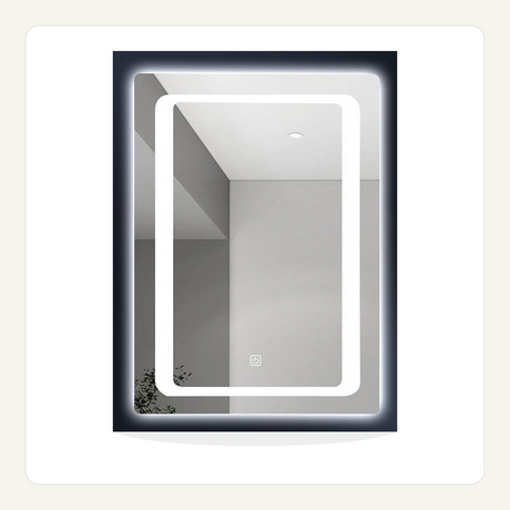 Espejo LED Rectangular 70 x 50 cm Esquinas Redondeadas con Luz de Contorno