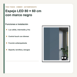 Tonos de luz, dimmer y función antiempañante del espejo