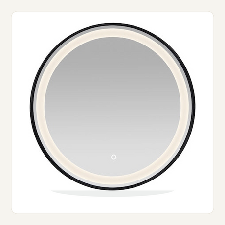 Espejo LED Circular 60 cm con Marco Negro y Tres Tonos de Luz