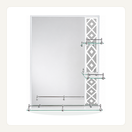 Espejo Rectangular 80 x 60 cm con Tres Repisas y Barandas